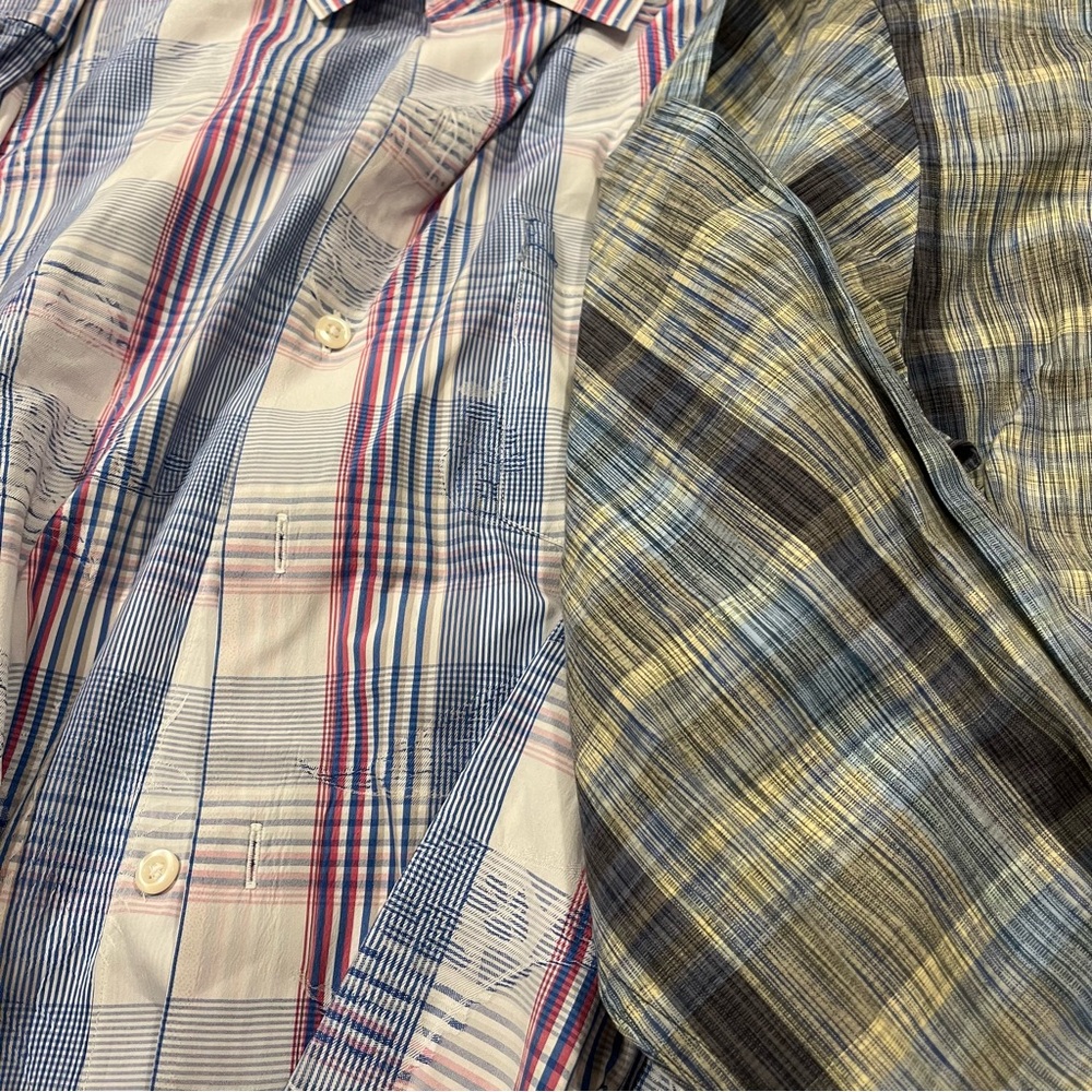 New Tommy Bahama Mens Large Flannel Plaid Blue Button Up Shirts Cotton Bundle - Picture 4 of 4